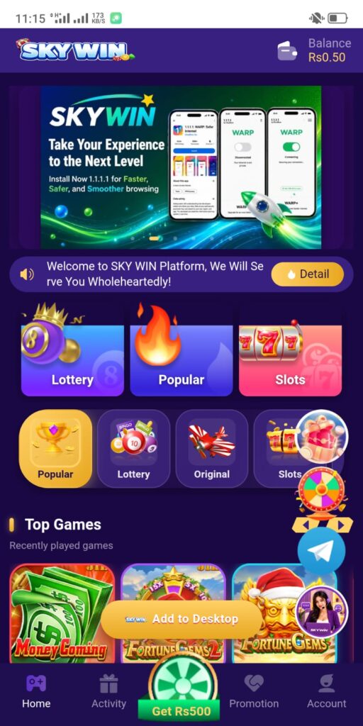 SkyWin Game APK Download Real Earning Money App 2026
